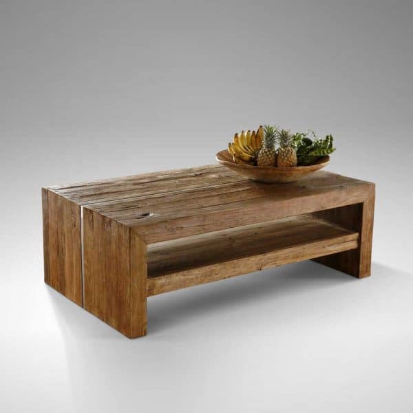 Massivholz Couchtisch aus Teak Altholz 140 cm