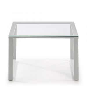 Sofatisch aus Glas und Metall 60 cm breit