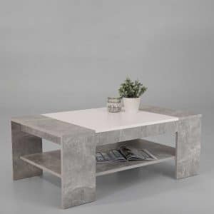 Wohnzimmer Couchtisch in Beton Grau und Weiß modern