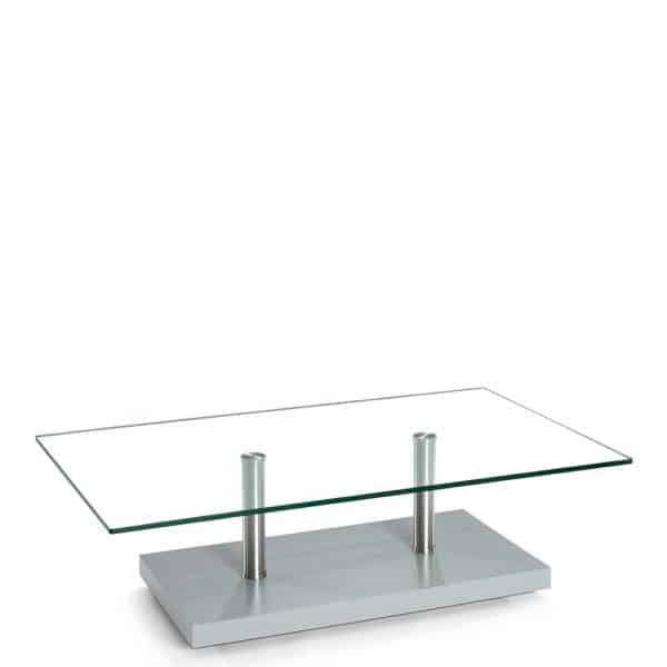 Glas Couchtisch auf Rollen 110 cm breit