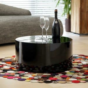 Design Sofatisch in Schwarz Hochglanz Zylinderform