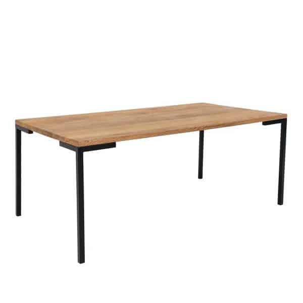 Sofatisch aus Eiche Massivholz und Metall 110 cm breit