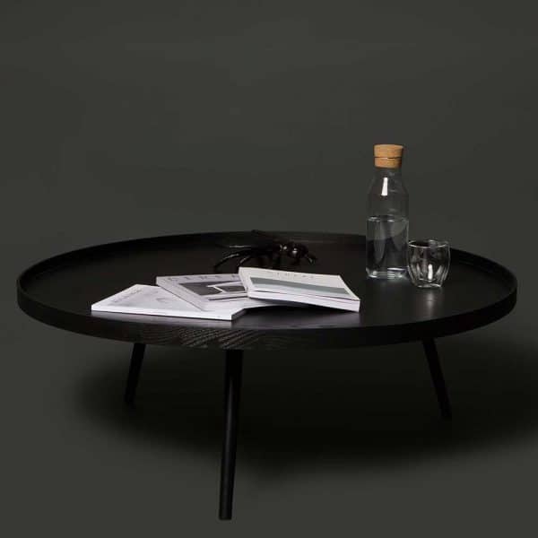 Schwarzer Sofa Tisch 36 cm hoch runder Tischplatte