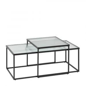 Sofatisch Set im Industry Style Glas & Metall (zweiteilig)