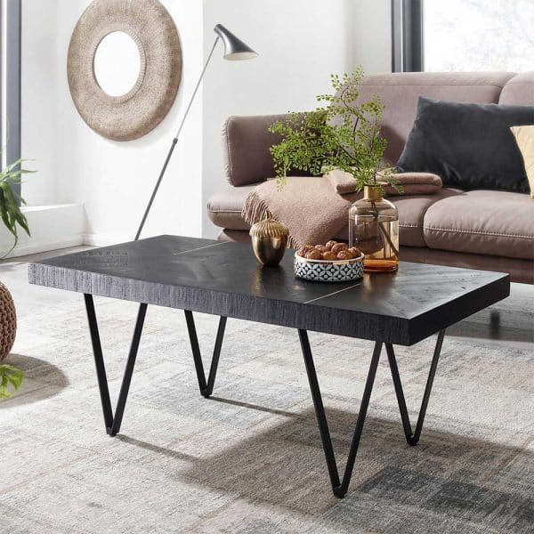 Designcouchtisch in Schwarz & Goldfarben Industrie und Loft Stil