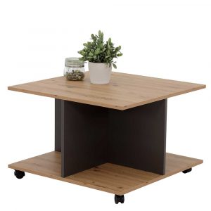 Quadratischer Wohnzimmer Tisch in modernem Design rollbar