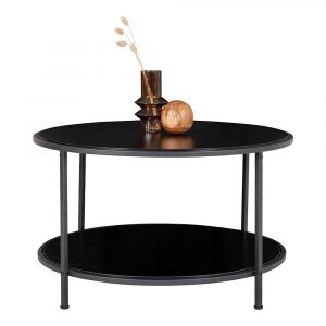 Schwarzer Coffee Table mit runder Tischplatte große Ablage