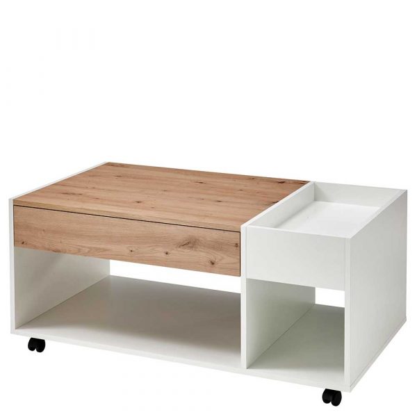 Rollender Couchtisch im Skandi Design 110 cm breit - 44 cm hoch